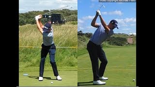 Justin Thomas golf swing  Long Iron faceon amp downtheline July 2017 [upl. by Indihar108]