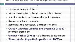 Misrepresentation Lecture 1 of 4 [upl. by Nagam242]